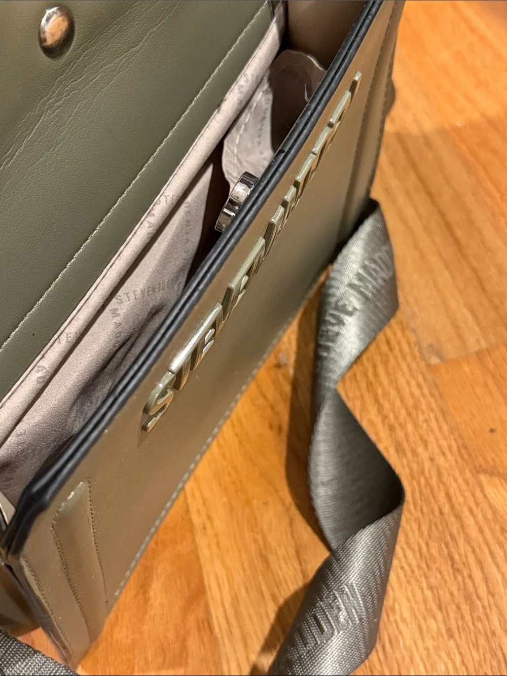 Steve Madden Olive Green Crossbody Messenger with Detachable Strap
